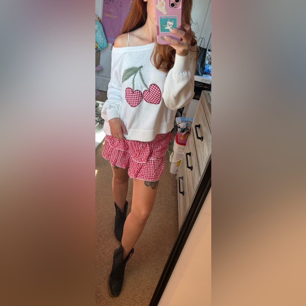 BUNDLE Red Gingham Sweater & Skirt Set